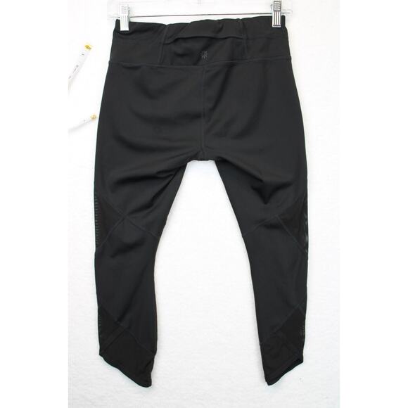 Athleta Mesh Capri Leggings Women S Black Drawstring Athleisure Fitness Yoga - Picture 2 of 15